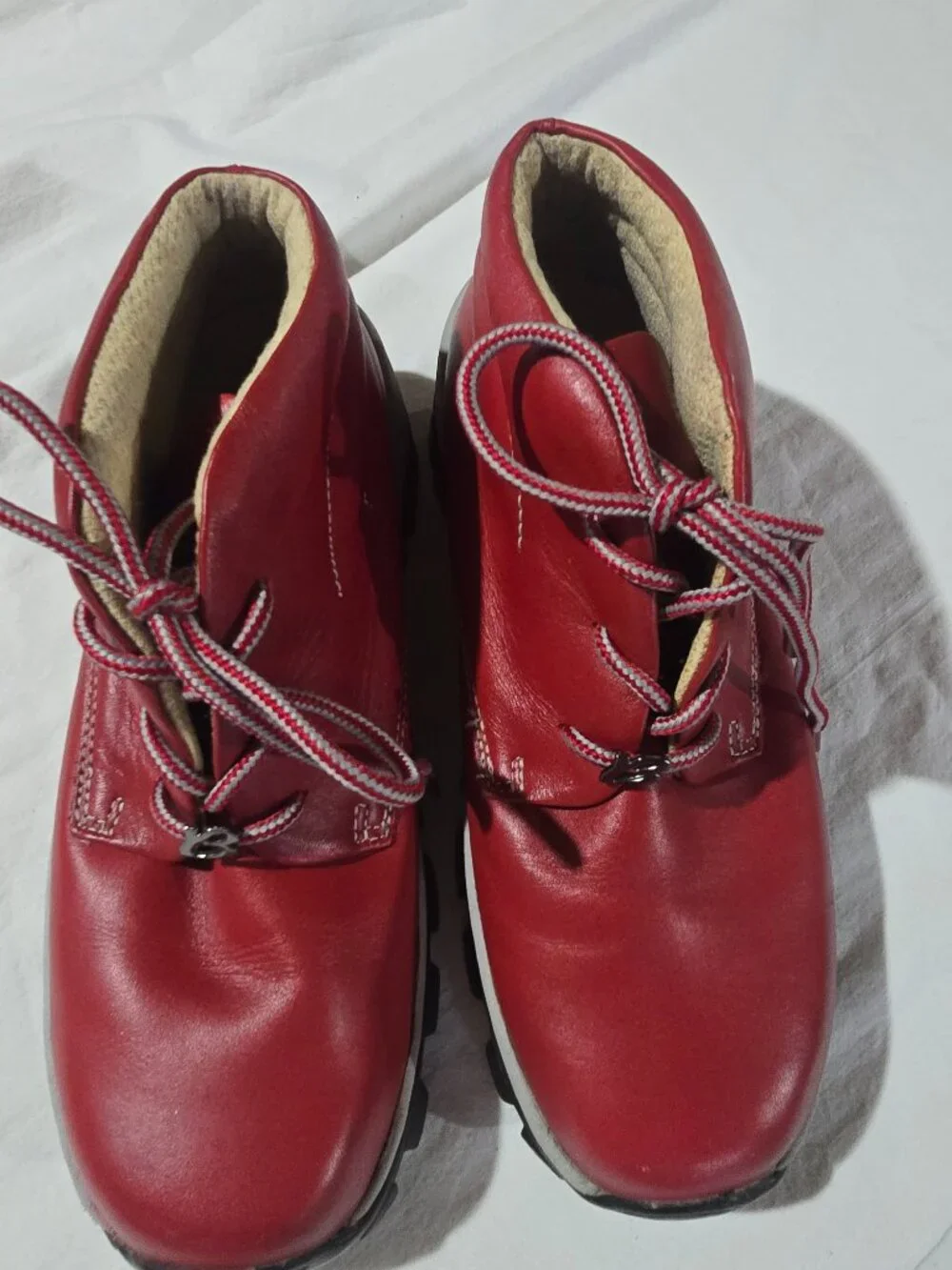 RARE VINTAGE Buffalino Lady B-Boots Red Leather Hiking Boots Size 9.5 GUC